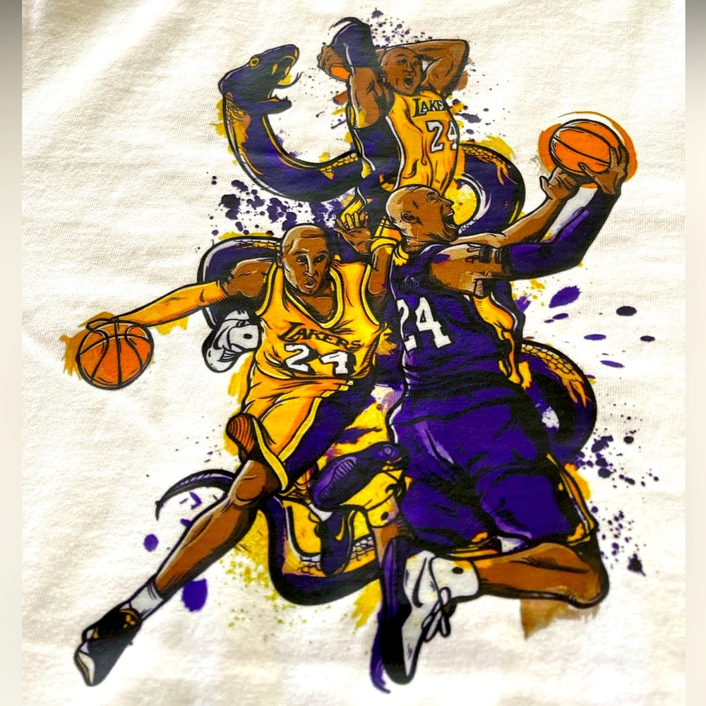 Kobe Mamba 24 Battle 24 Cali Los Angeles Front/Back White Tee Men’s Size M